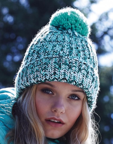 Twist-Knit Pom Pom Beanie