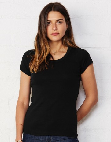 Sheer Mini Rib Scoop Neck T-Shirt
