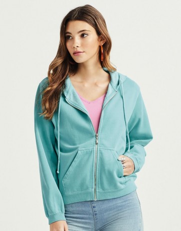 Ladies` Full Zip Hooded Sweatshirt