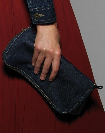 Denim Foldover Zipped Clutch - CWD03