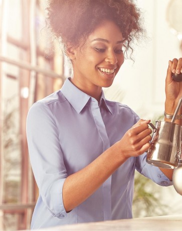 Popelin Bluse mit 3/4 Arm