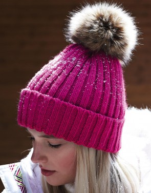 Fur Pop Pom Chunky Beanie