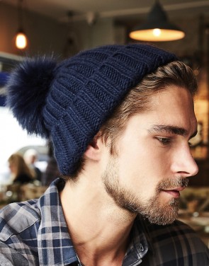 Verbier Fur Pop Pom Chunky Beanie