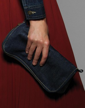 Denim Foldover Zipped Clutch - CWD03