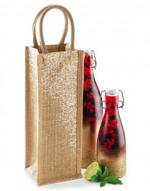 Shimmer Jute Bottle Bag