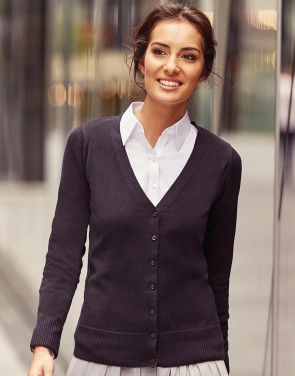 Ladies` V-Neck Knitted Cardigan